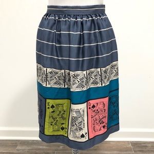 Anthropologie Edme & Esyllte Pinochle Skirt Sz 4 Queen of Heart Playing Card EUC